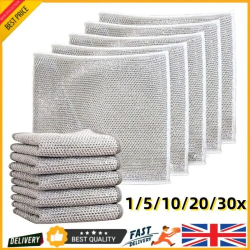 Multipurpose Wire Dishwashing Rags For Wet And Dry Cleaner Dish Cloths BK