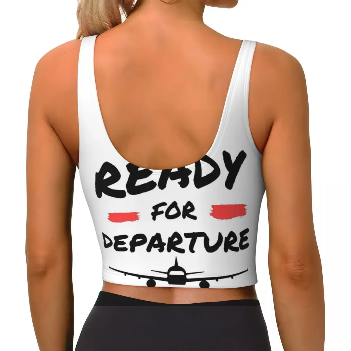 Custom Airplane Aircraft Ready For Departure Women Sports Bra High Impact Vest Gym Workout Yoga Crop Tank Top