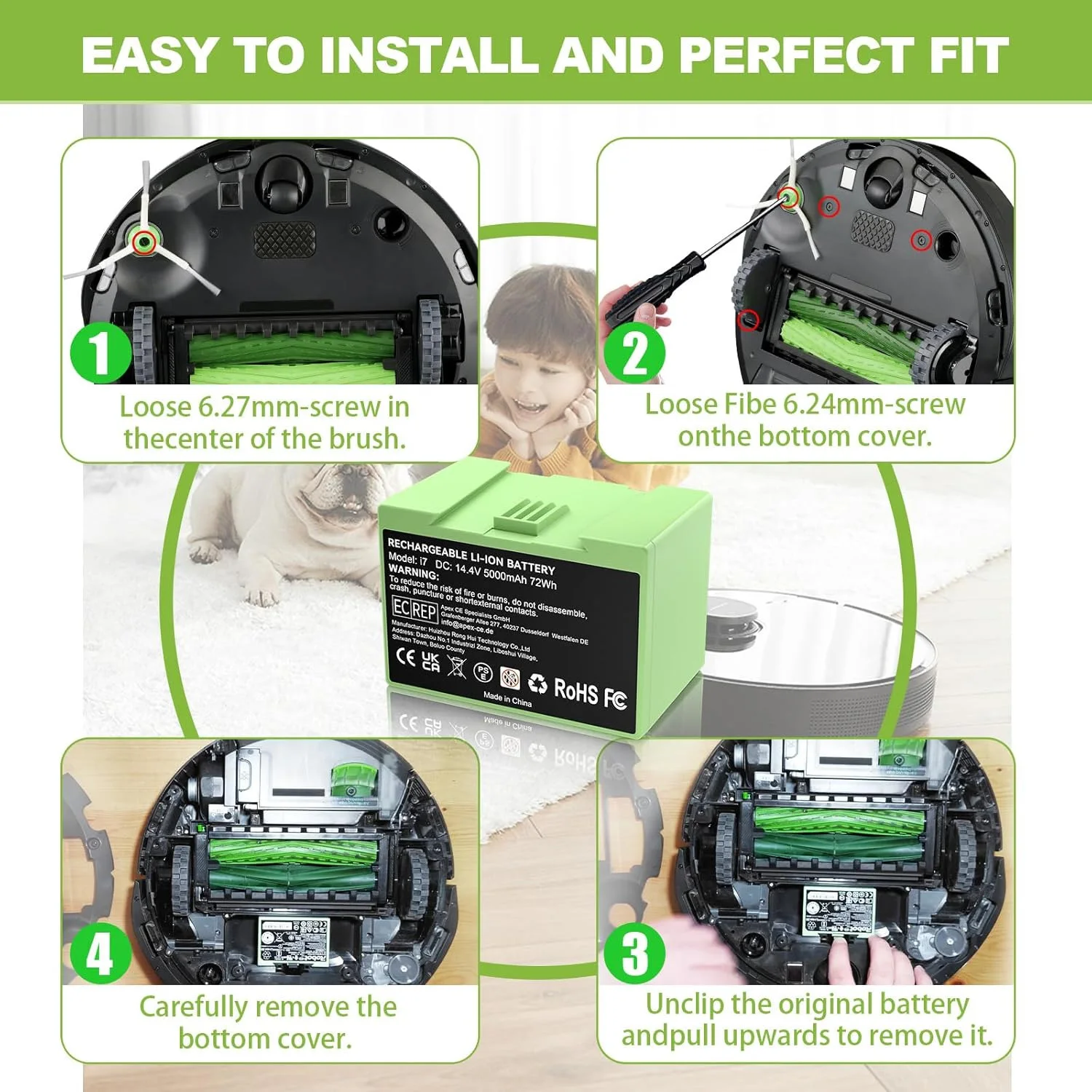 14.4 فولت 5000 مللي أمبير i7 تبديل البطارية لسلسلة رومبا e & i i i7 + i8 i6 i4 i4 + i3 i3 + i7158 J7 7150 7550 و e e5 e6 e5150 e5152 #6