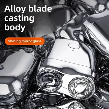 Barbeador magnético de lâmina dupla, barbeador elétrico totalmente automático para homens, portátil, à prova d'água, recarregável, mini barbeador rotativo