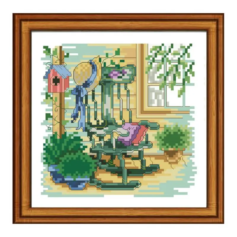 

Cross-stitch set: Four Seasons Chair - Winter Scenery Home Wonder, Hand-embroidered Material Pack
