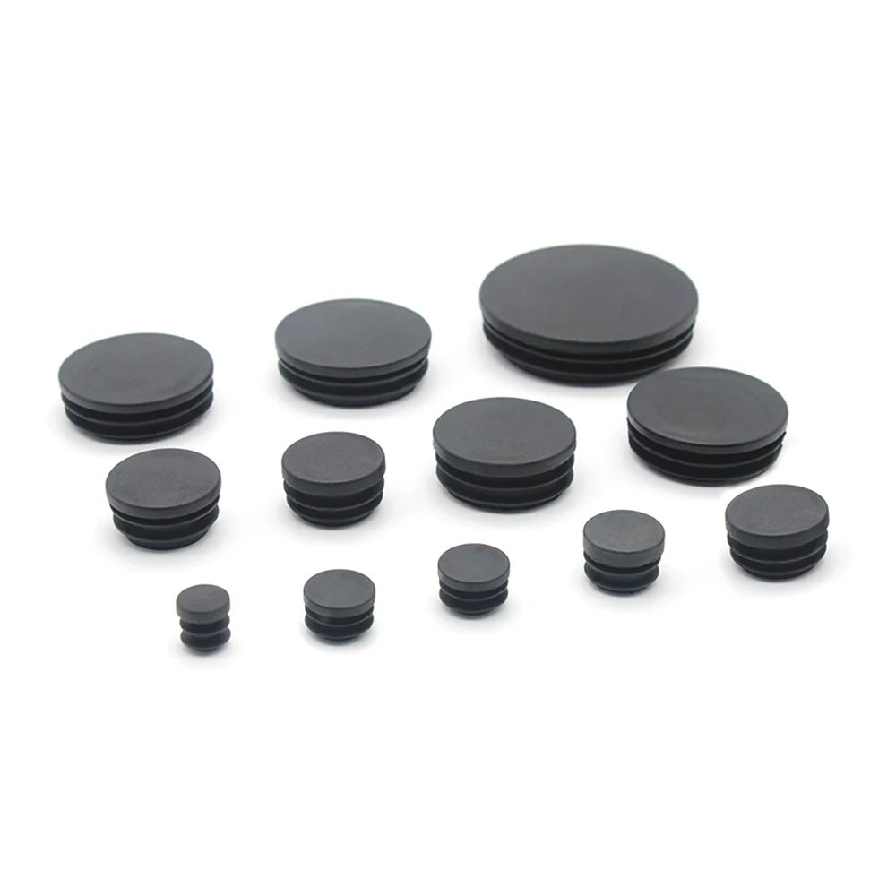 10pcs 12mm-76mm Round Plastic Black Blanking End Cap Furniture Leg Tube Pipe Inserts Plug Bung Decorative Dust Cover Hole Caps