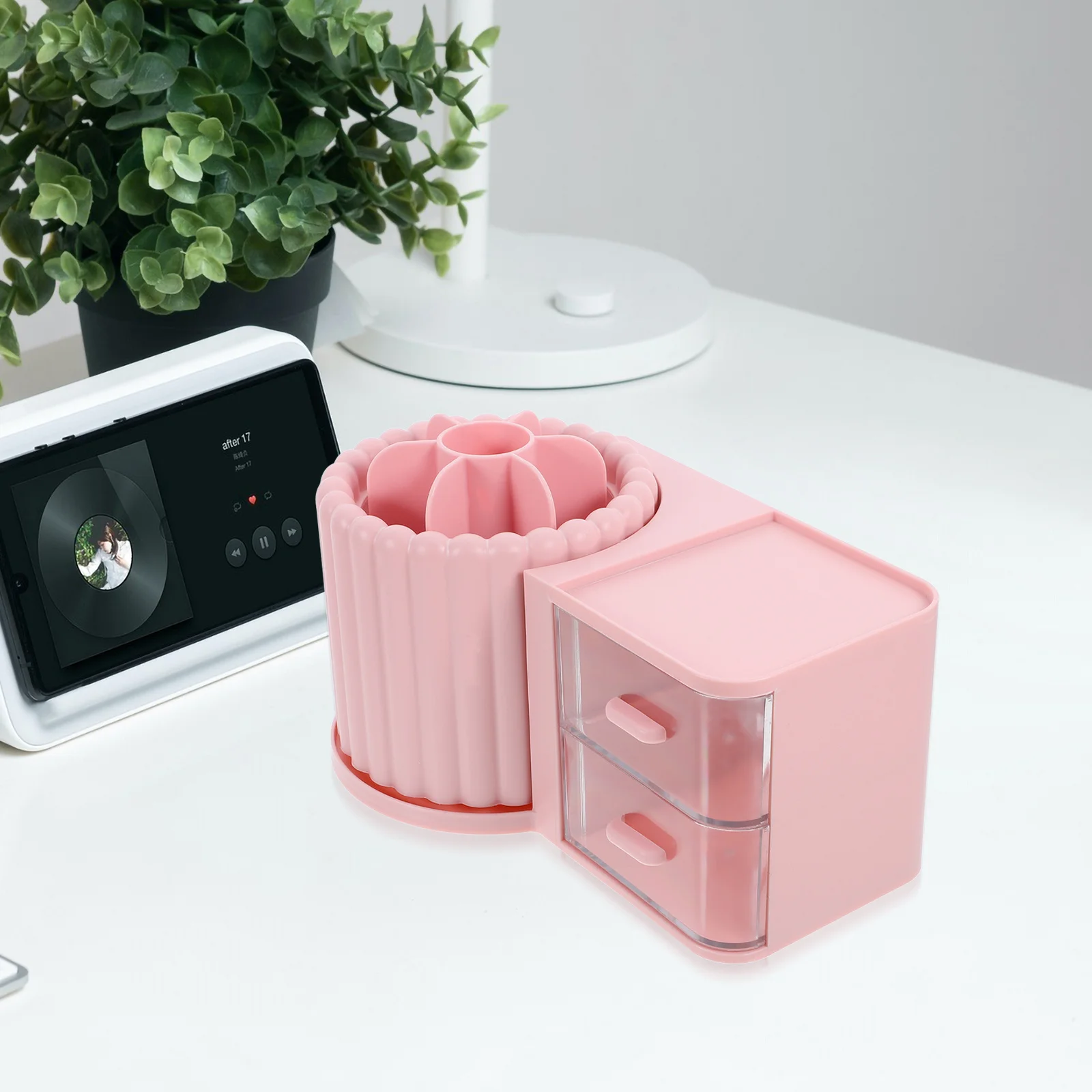 

Rotating Brush Holder Pen Pencil Organizer for Desk 360 Degree Turntable Storage Makeup Brush Case Desktop Stationery