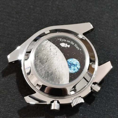 Imagen 2 del producto Para cajas VK63, reloj con patrón de Luna de 39,7mm, caja cronógrafo de Metal de acero inoxidable, compatible con relojes de velocidad para hombre, correa Master de 20mm de ancho