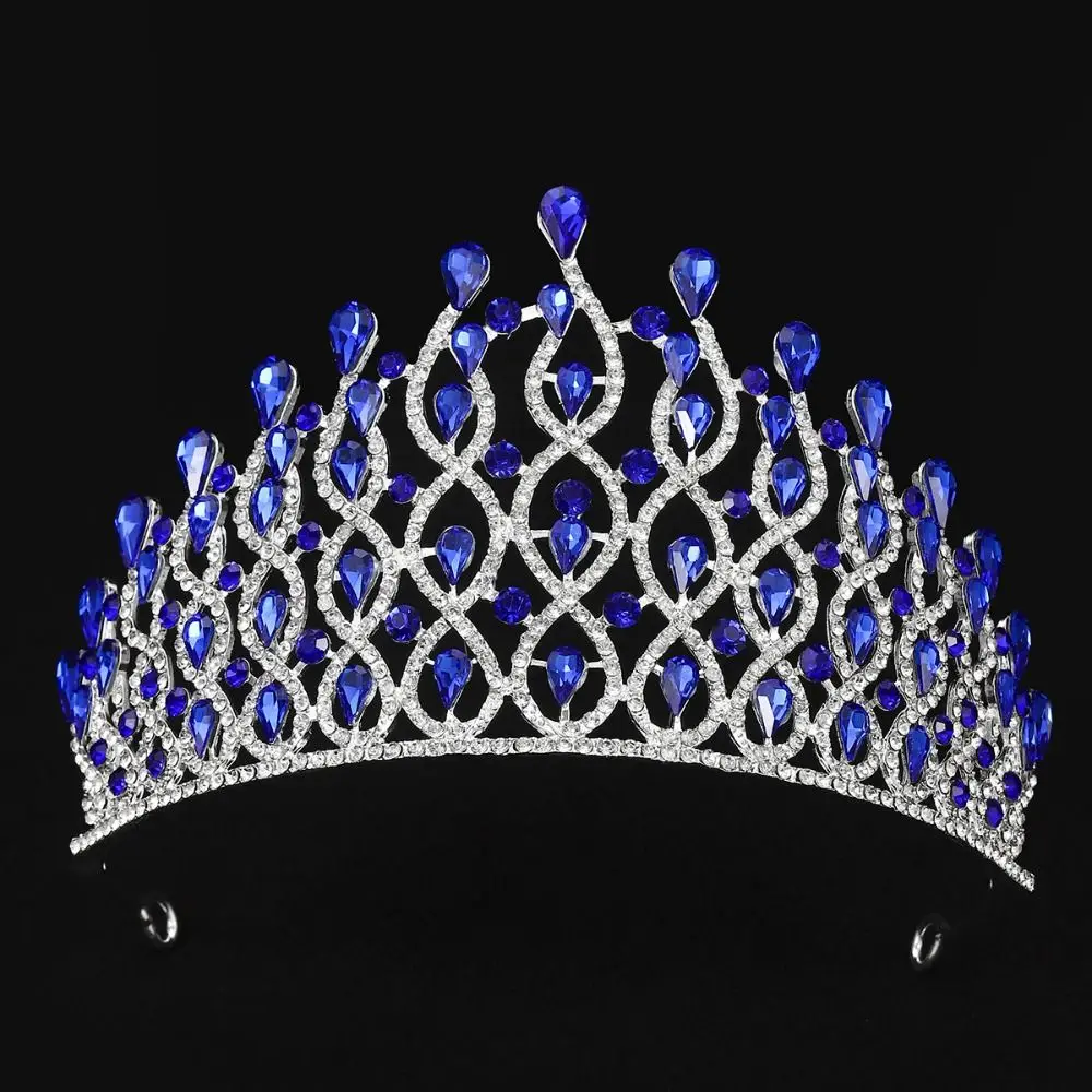 Trendy Luxury Baroque Queen Tiaras Elegant Adjustable Bridal Headwear Dazzling Shiny Girls Party Headbands Stage Performances