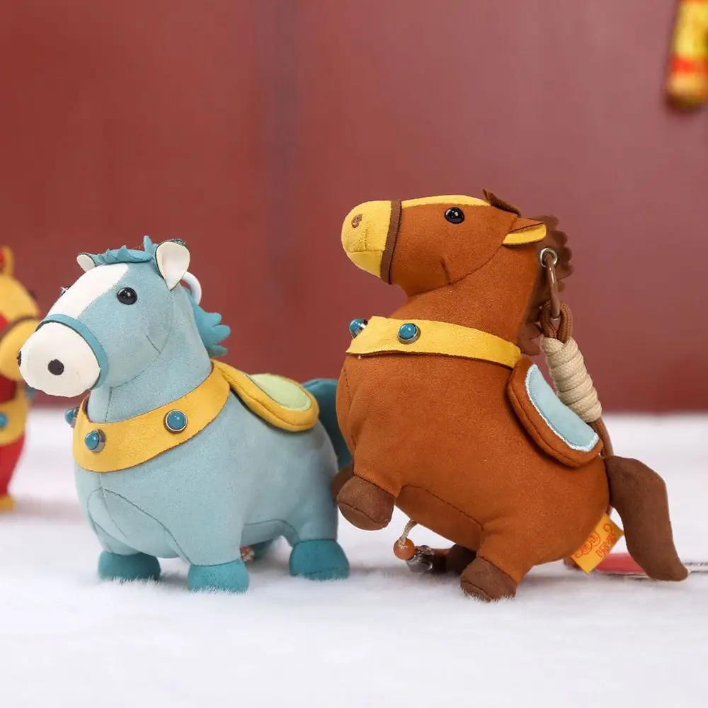 Cartoon Neujahr Maskottchen Pferd Plüsch Puppe bestickt 14 cm Pferd Jahr Maskottchen Puppe Plüsch Pony Anhänger Kind Geschenk