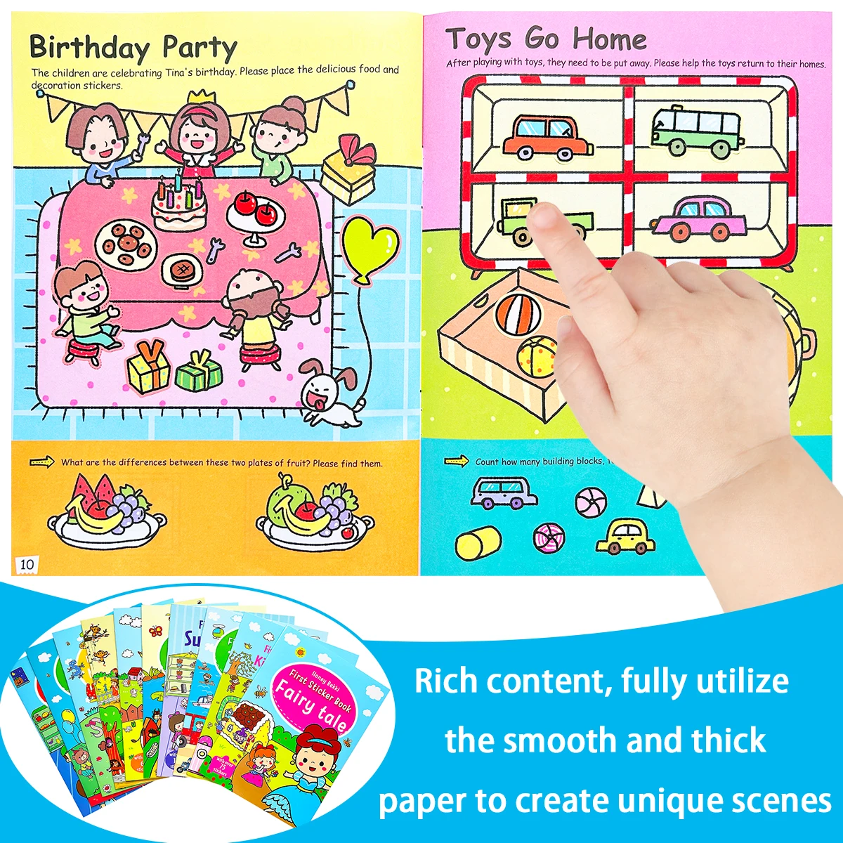 10 Books Colorful children's English Enlightenment Sticker Book,Early Education Picture Book For 2-5 Years Old,Birthday Gift