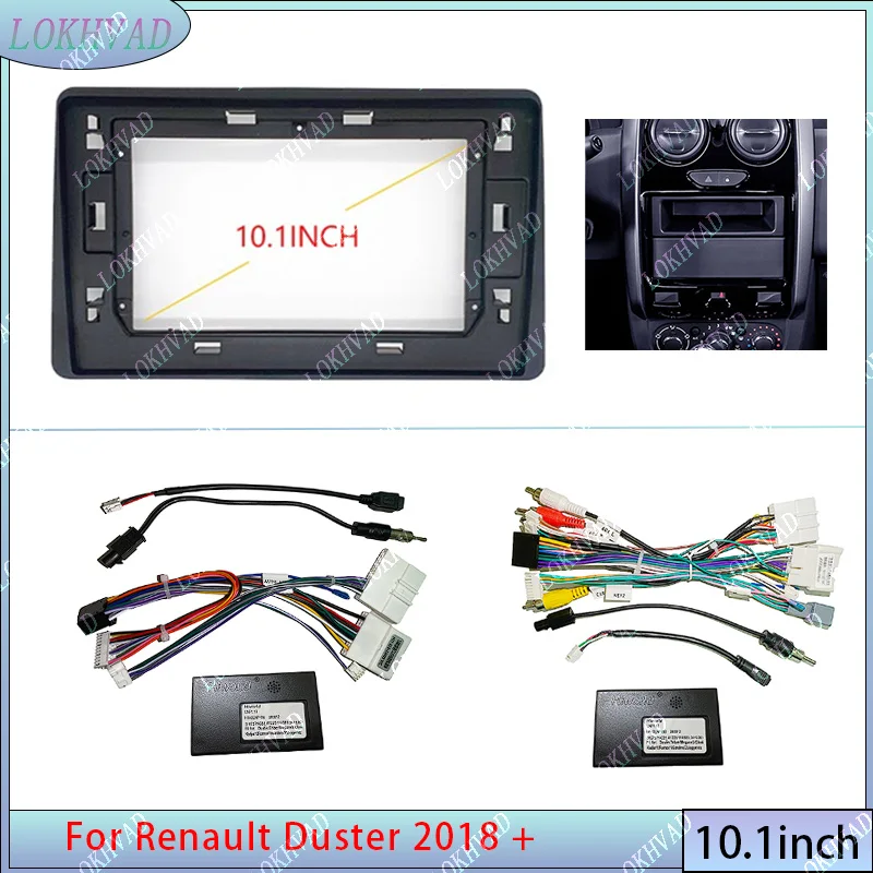 10 inch Android Car Radio frame for Renault Duster 2018+ 2din Stereo GPS Fascia bezel Panel Adapter wire harness