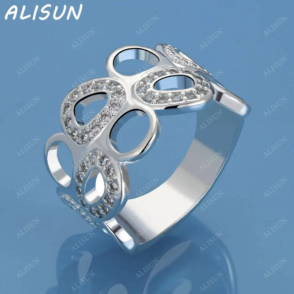 

ALISUN 925 Sterling Silver Zircons Hearts Ring For Women Fashion Jewelry Vintage Grace Charm Noble Party Birthday Gifts