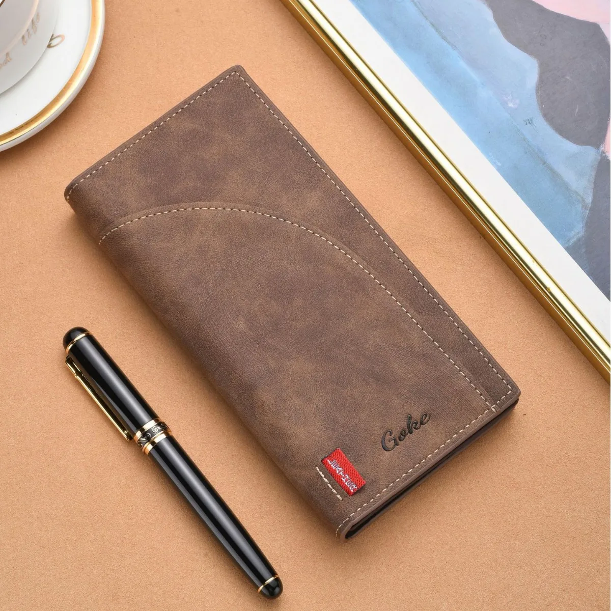 

New 2025 Men's Wallet Long Business Card Holder Multi Functional Large Capacity Retro Fashion