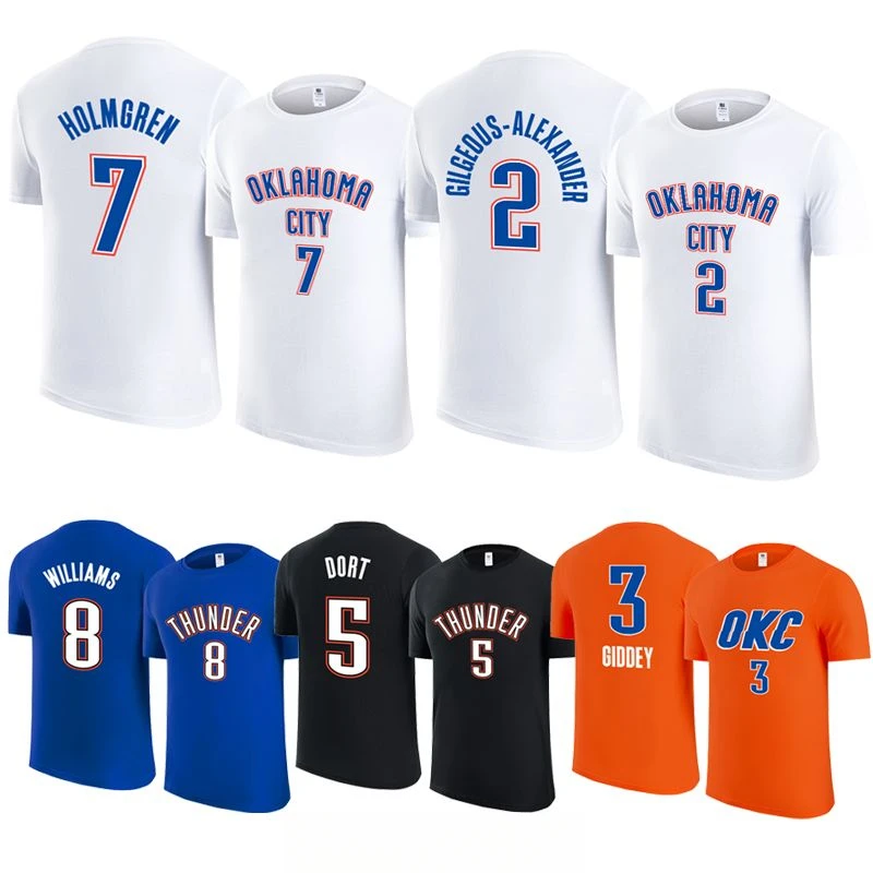 Thunder Fans T-shirt Alexander No. 2 Basketball Short-sleeved T-shirt Men's Loose Jersey T-shirt Sports Large Size Tide Summer