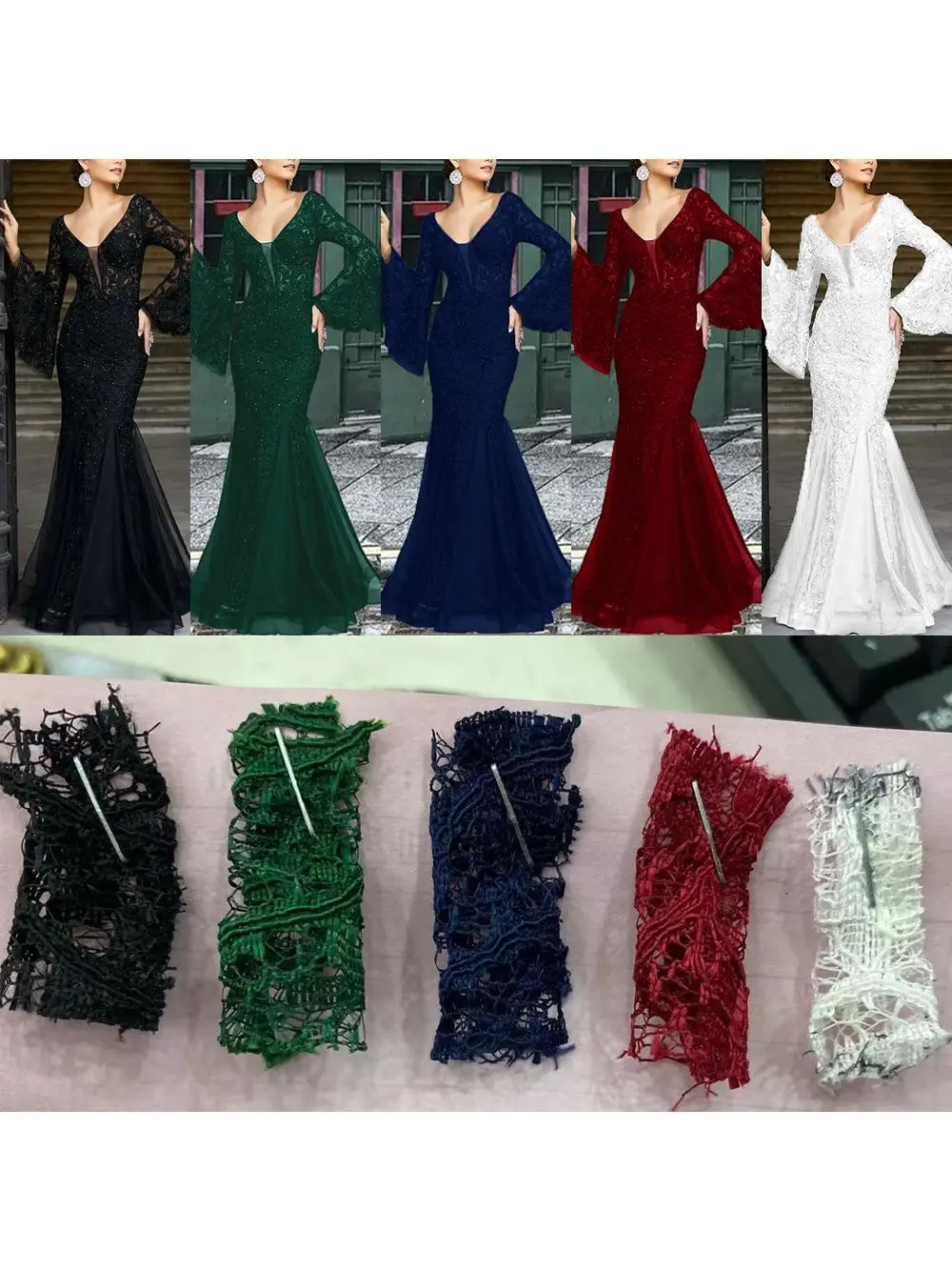 2023 Neues Damen-Ballkleid mit Spitzenstickerei, schmale Passform, Bla Fi Tail Evening Dr. Long Sve Midi Dr. KTV-Ballkleid aus Polyesterfaser