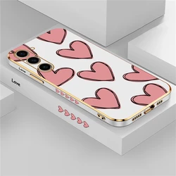 Pink Small Love Heart Case For Samsung Galaxy S24 S23 S21 S22 Ultra S20 FE A52 A55 A54 A72 A25 A15 A33 Note 9 20 Soft Cover