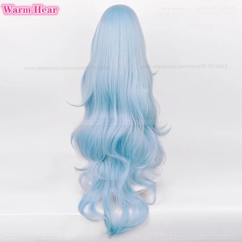 Anime OligSynthétique Ayanami Rei Cosplay Perruque pour Femme, Cheveux Bouclés Bl192.Longs, Perruques de ixd'Halloween, Bonnet, Degré de Chaleur, 100cm