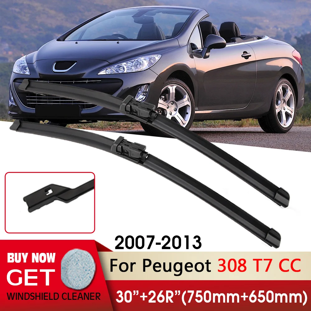 

Car Wiper Front Wiper Blades 30"+26R" For Peugeot 308 T7 CC 2007-2013 Fit push button Windscreen Wipers Auto Accessories