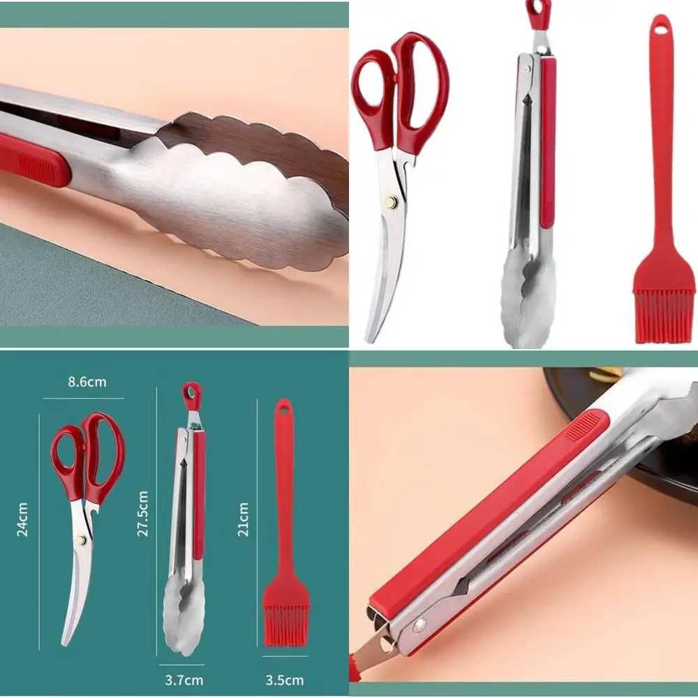 

Barbecue Tool Set Stainless Steel Food Clip Grilled Steak Bone Cutter Oil Brush