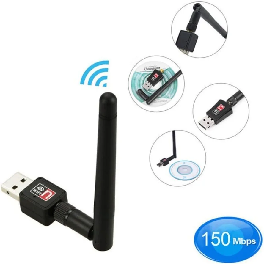 Grwibeou-Adaptador WiFi USB inalámbrico, banda Dual, 150Mbps, tarjeta de red inalámbrica, adaptador de antena, receptor Wifi, transmisor, Dongle WiFi