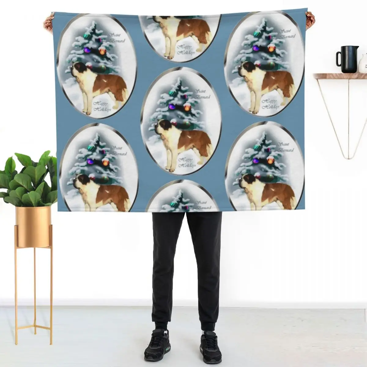 Saint Bernard Christmas Gifts Throw Blanket manga Decorative Beds For Baby Luxury Thicken Nap Soft Plaid Blankets