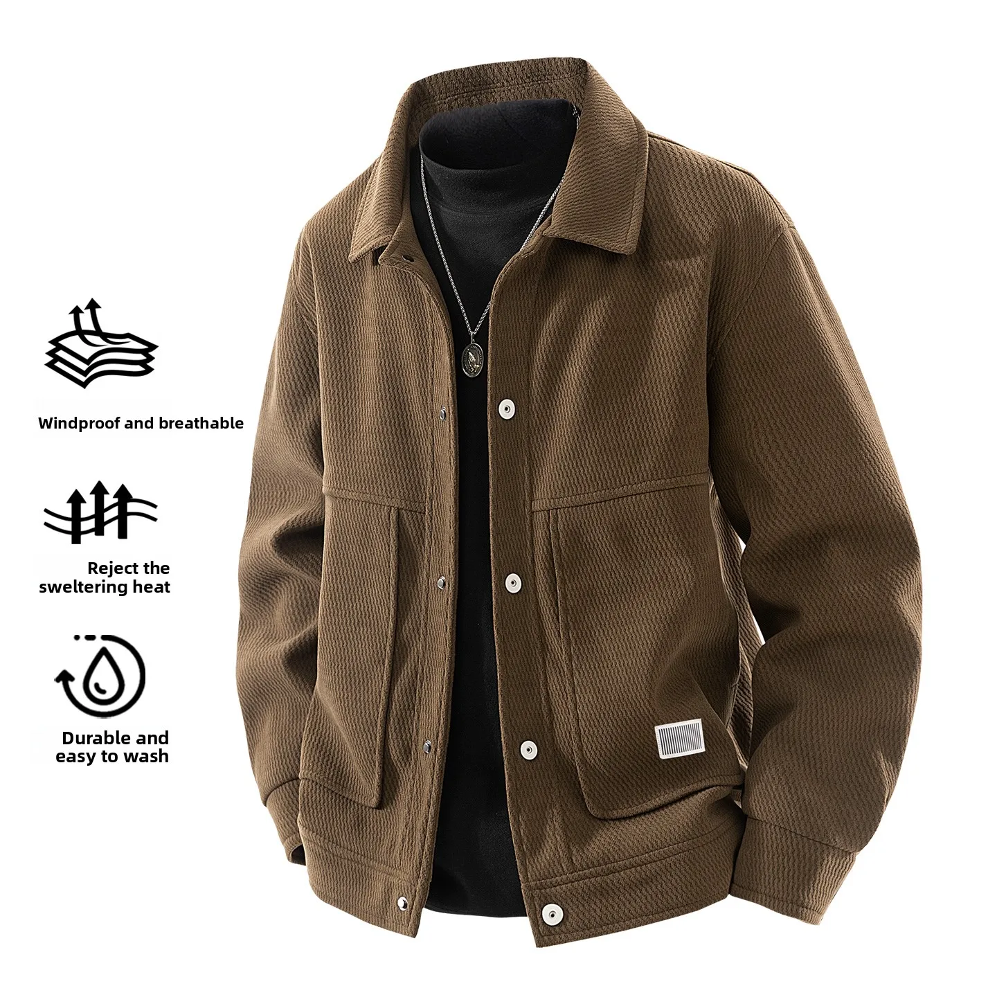 

Loose Fit Casual Men's Jaet Large Size Workwear Collared Outerwear Faionable Autumn New Brand Men's Loose Clothing