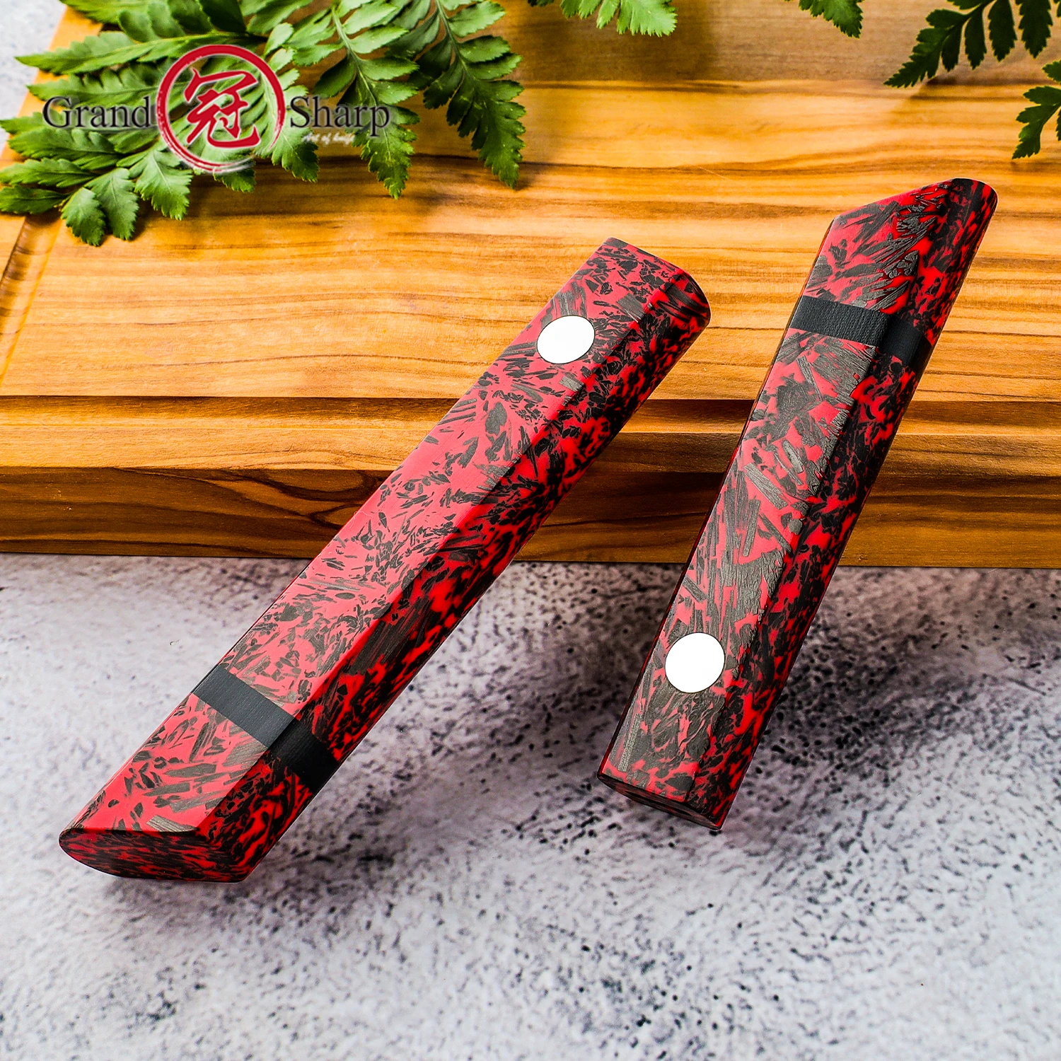 Grandsharp 1-2 buah pisau Handel DIY, Resin merah Premium 139MM & 119MM + serat karbon tahan lama dengan pegangan nyaman