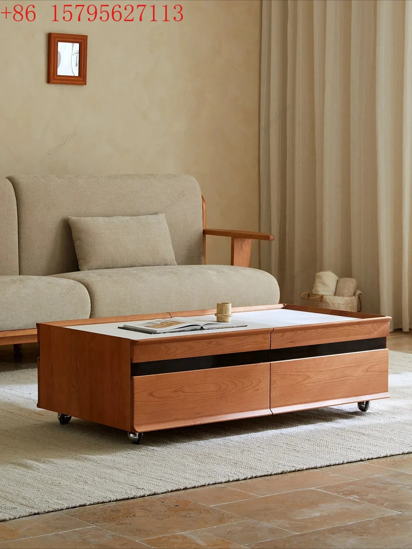 Nordic rock slab coffee table light luxury living room simple side table coffee table  FT