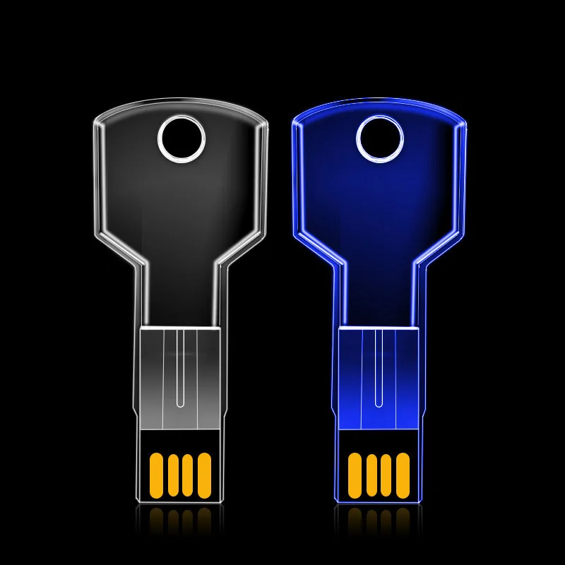 무료 사용자 정의 스튜디오 로고 아크릴 투명 키 컬러 프리미엄 LED 라이트 USB2.0 플래시 드라이브 4GB 8GB 16GB 32GB 64GB 메모리 U 디스크