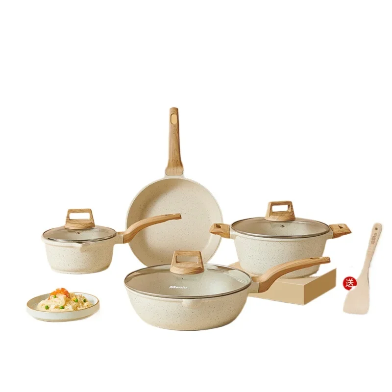 

Full set of household Maifanshi non-stick pan, frying pan, soup pan, three-piece induction cooker.