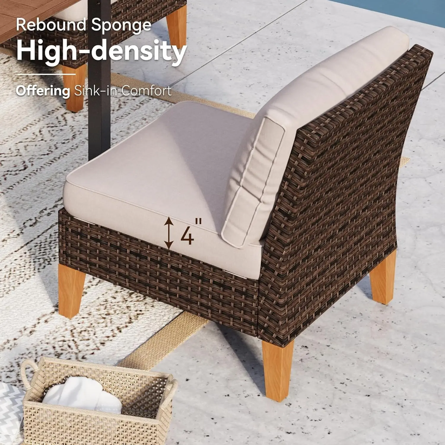 9 Pieces Wicker Patio Furniture Set, All-Weather Outdoor Rattan Half-Moon Curved Patio Sectional Sofa Conversation, Customized