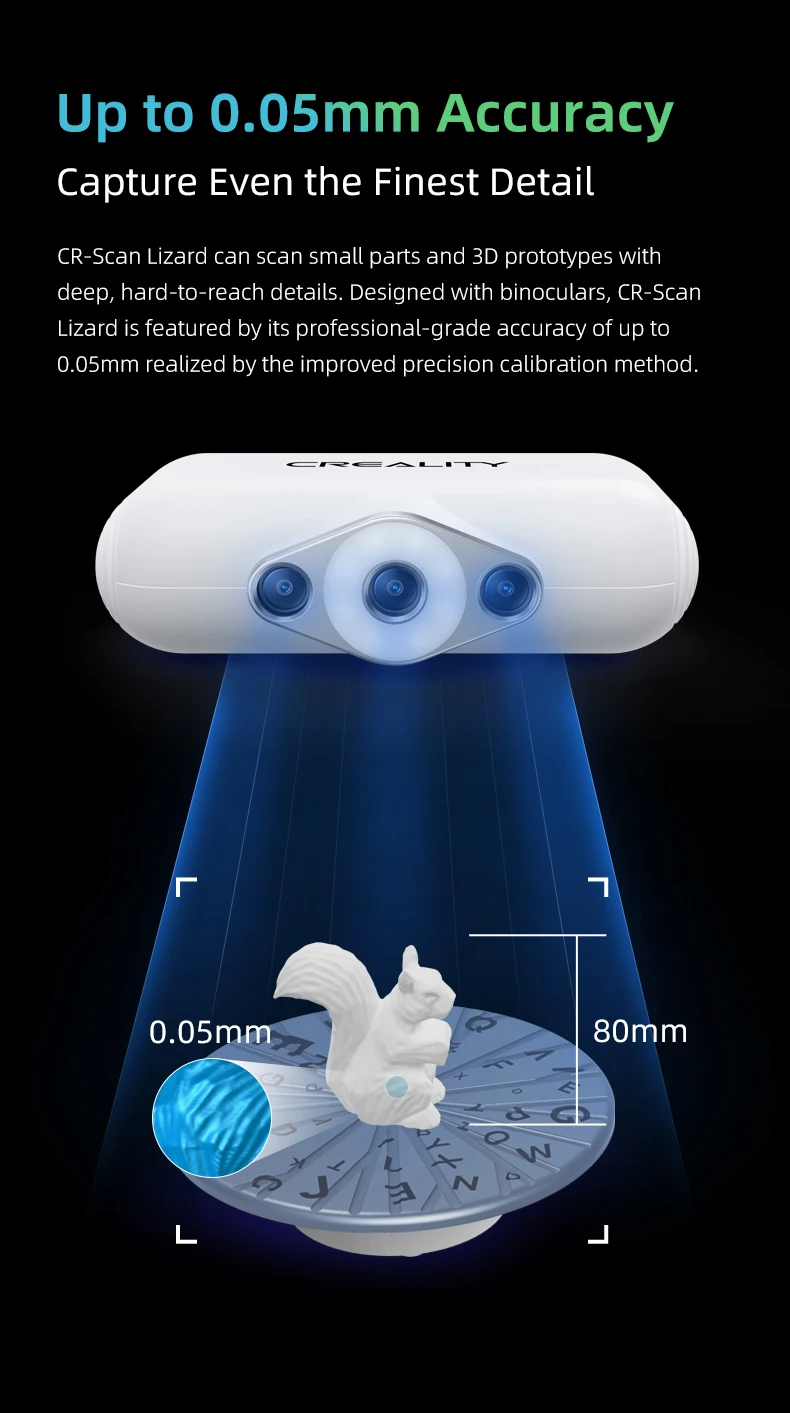 Wholesale CR-Scan Lizard for Industrial 3D Scanner for Jewelry Making Handheld Body Scanner High Accuracy 0.05mm for 3D