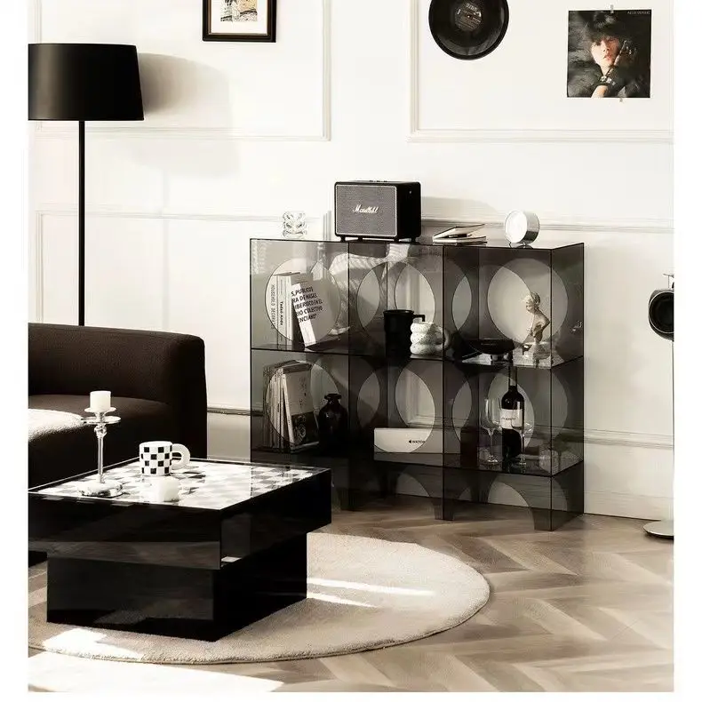 

Modern simple and creative living room acrylic rack multi-layer storage light luxury display cabinet floor