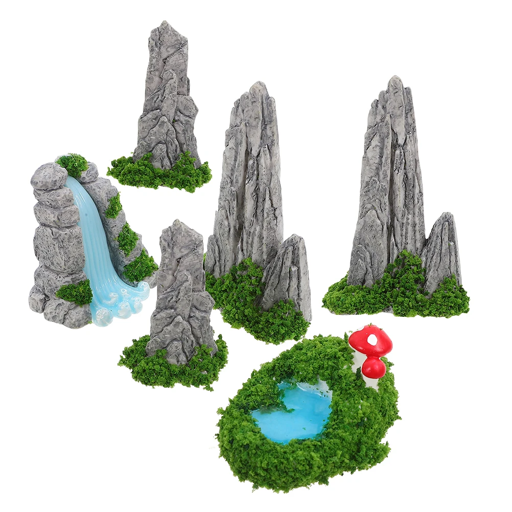 

1 set Mini Resin Waterfall Simulated Decorations Portable Garden Statue Sculpture DIY Accessories
