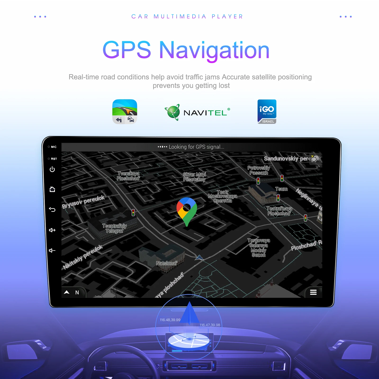 Podofo 10,1'' 4+64G Android Auto-Player Multimedia CarPlay Auto 2-Din Navigation Intelligente Autosysteme EQ FM RDS Radio Stereo WIFI BT GPS