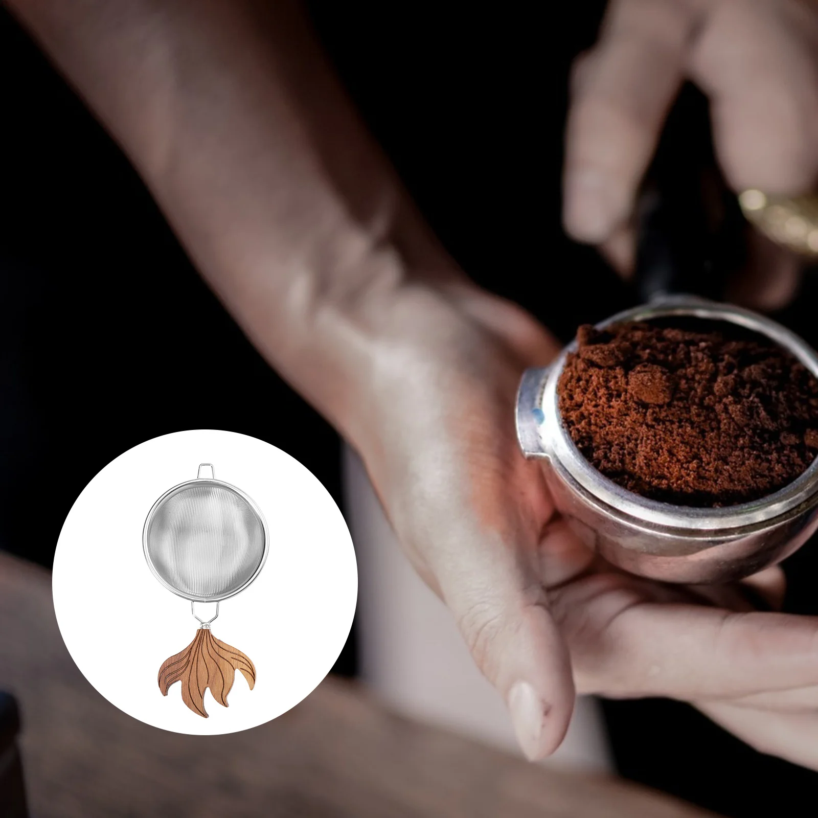 

Fine Mesh Strainer Wooden Fish Tail Design for Loose Leaf Teas Spices Hot Drinks Practical Gift Idea Tea Strainer