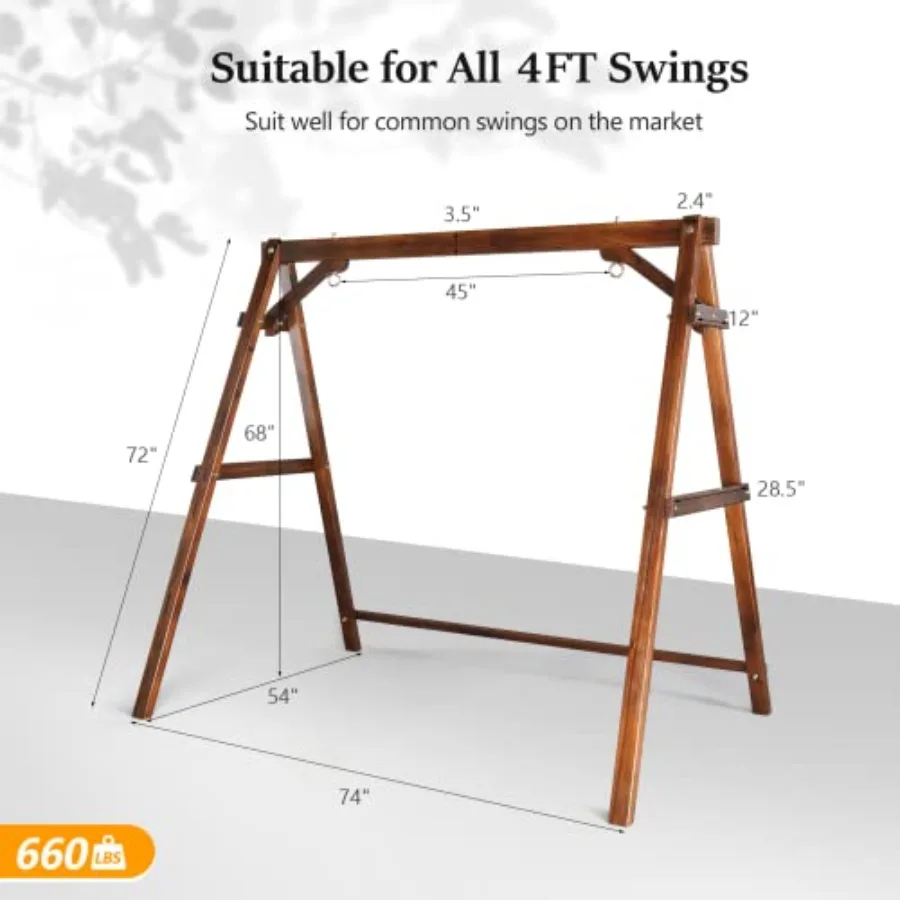 Outdoor porch swing with steel frame, gray finish, weather-resistant fabric cushions, 880 lbs capacity for yard, garden, pool,
