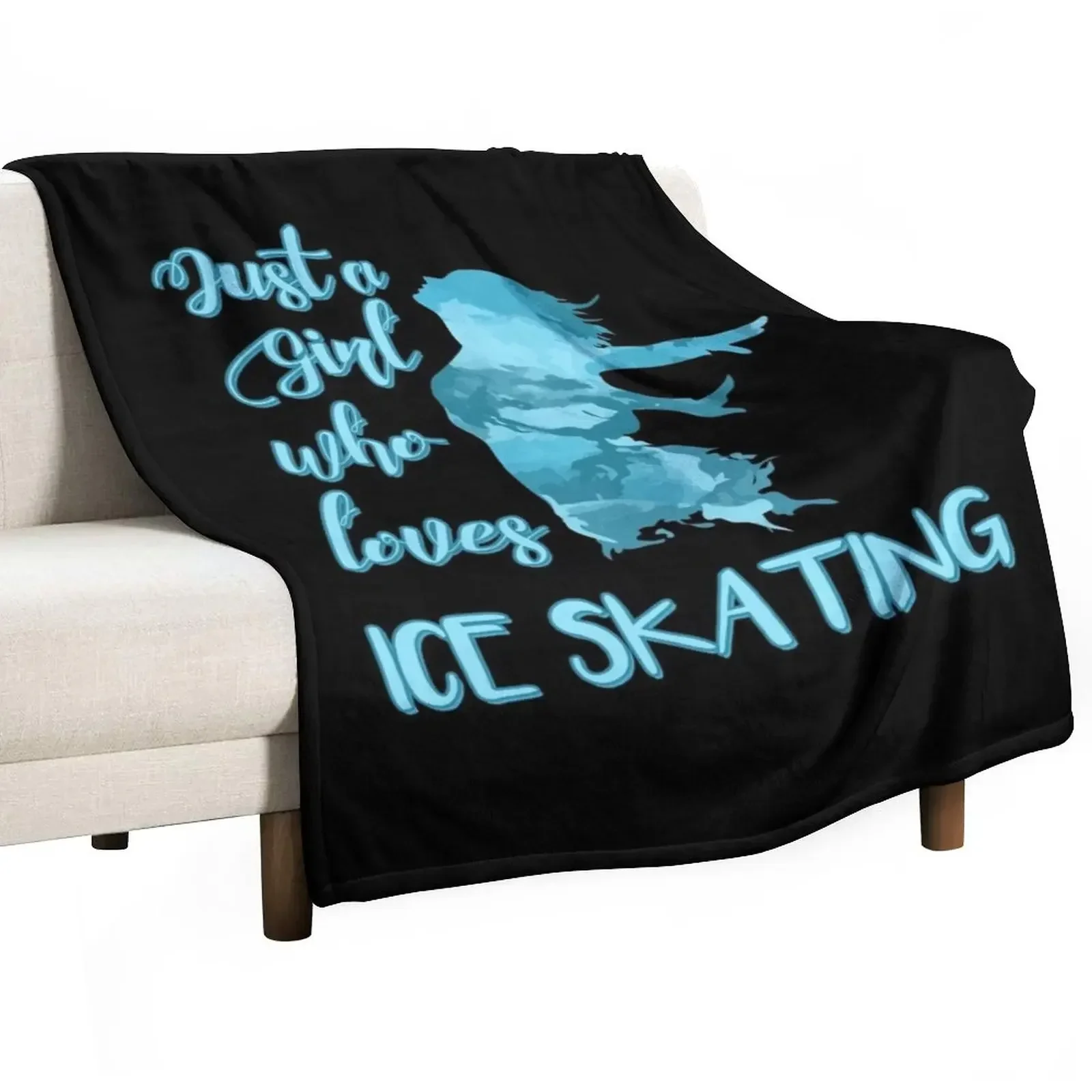 Just a Girl who Loves Ice Skating Figure Skater Throw Blanket Picnic Camping Cute Plaid Blankets