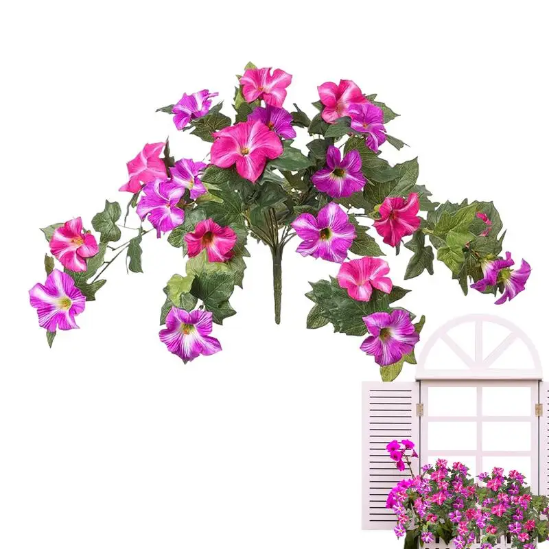 

UV Resistant Artificial Outdoor Flowers Fake Flower For Spring Decoration Plants Decor Morning Glory Hangable Outdoor For