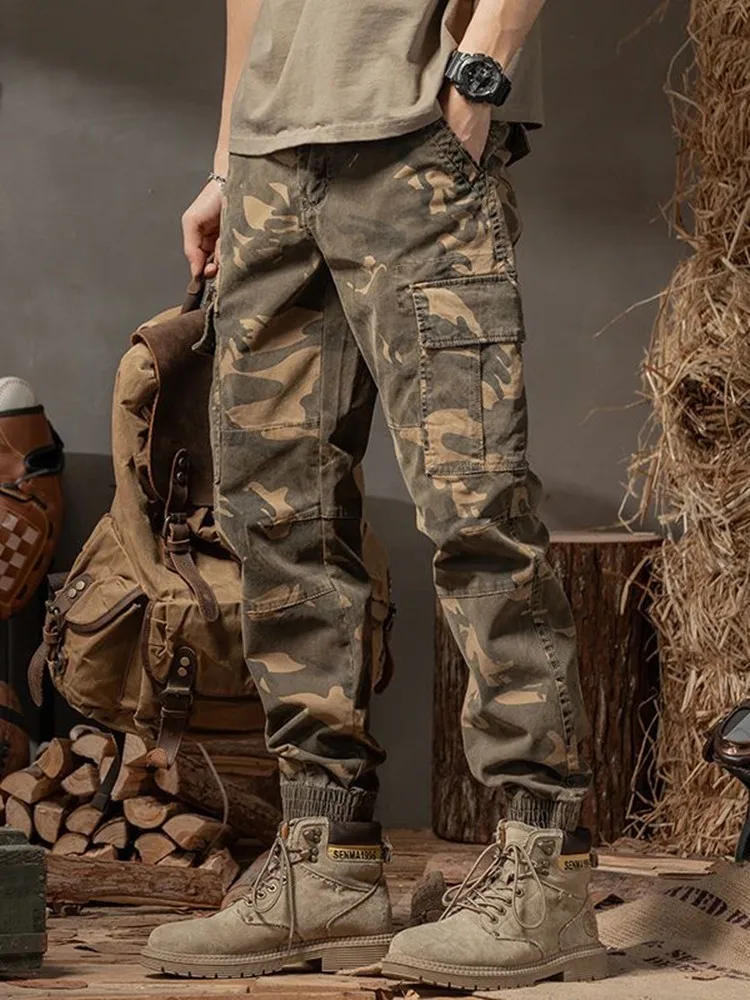 Autumn and Spring New Fashion Trend American Vintage Camouflage Work Pants Men's Casual Loose Sports High Quality Pants 28-36