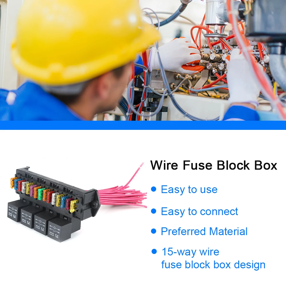 12 V Car Fuse Box 15-way Wire Fuse Block Box Multi-circuit Control Box Car Wire Fuse Holder with Relay