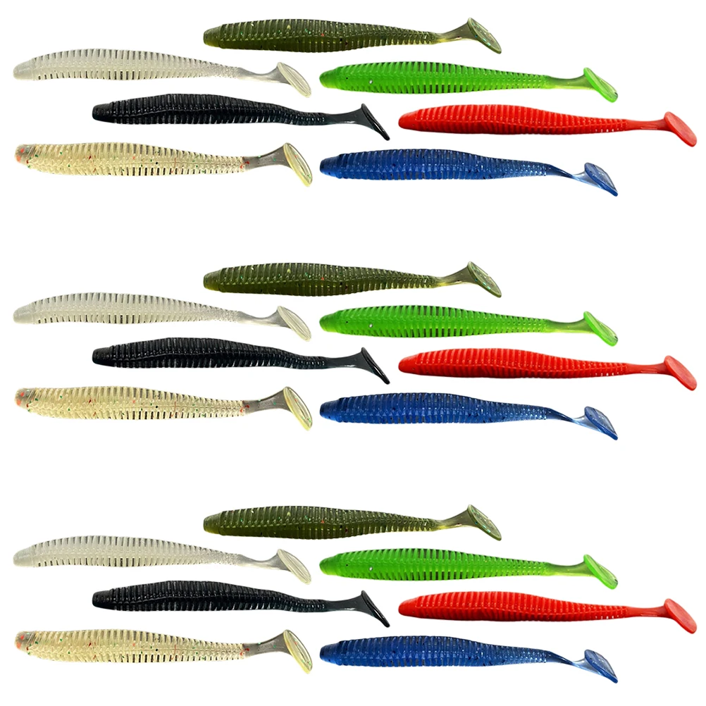

21pcs Soft Lure Baits 9cm T Tail 2 6g Screw Pattern Artificial Bait Fishing Supplies Portable Lures