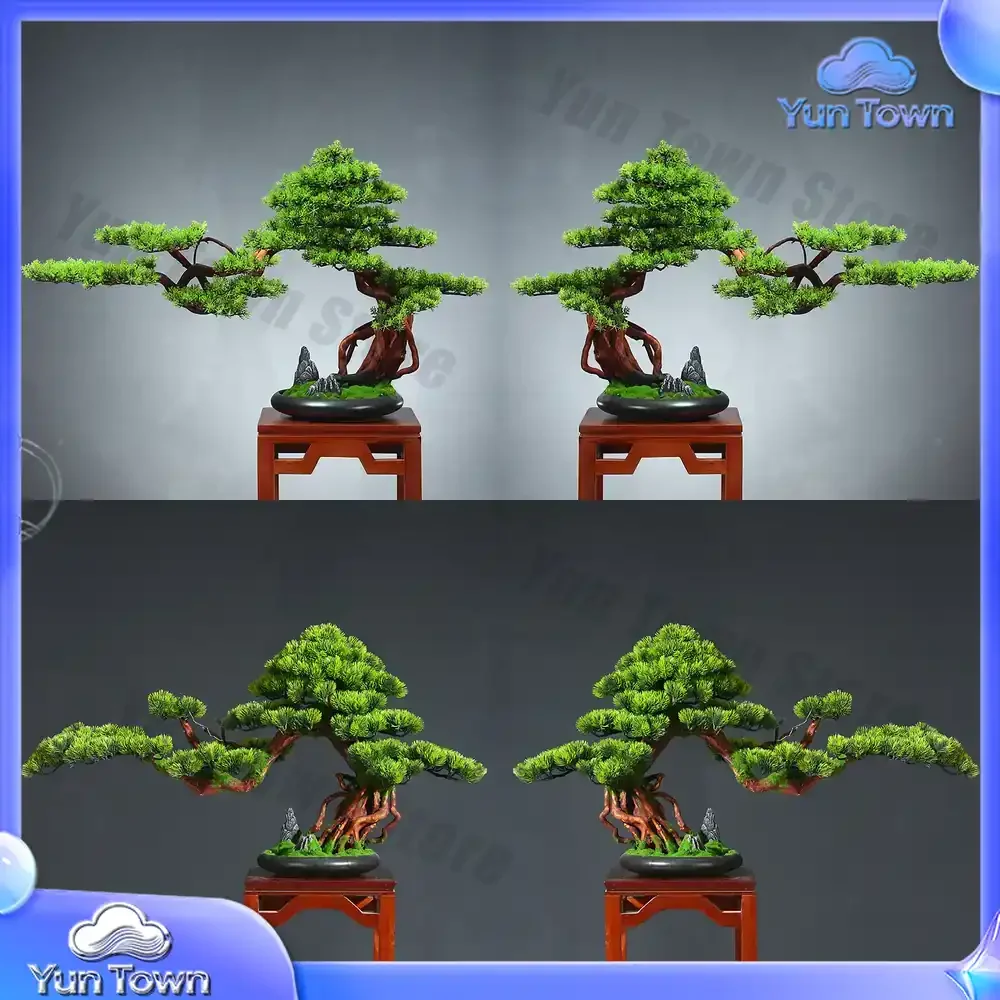 Simulated Welcome Pine Bonsai Green Plants Bonsai Living Room TV Cabinet Entrance Office Home Decoration New Chinese Ornament
