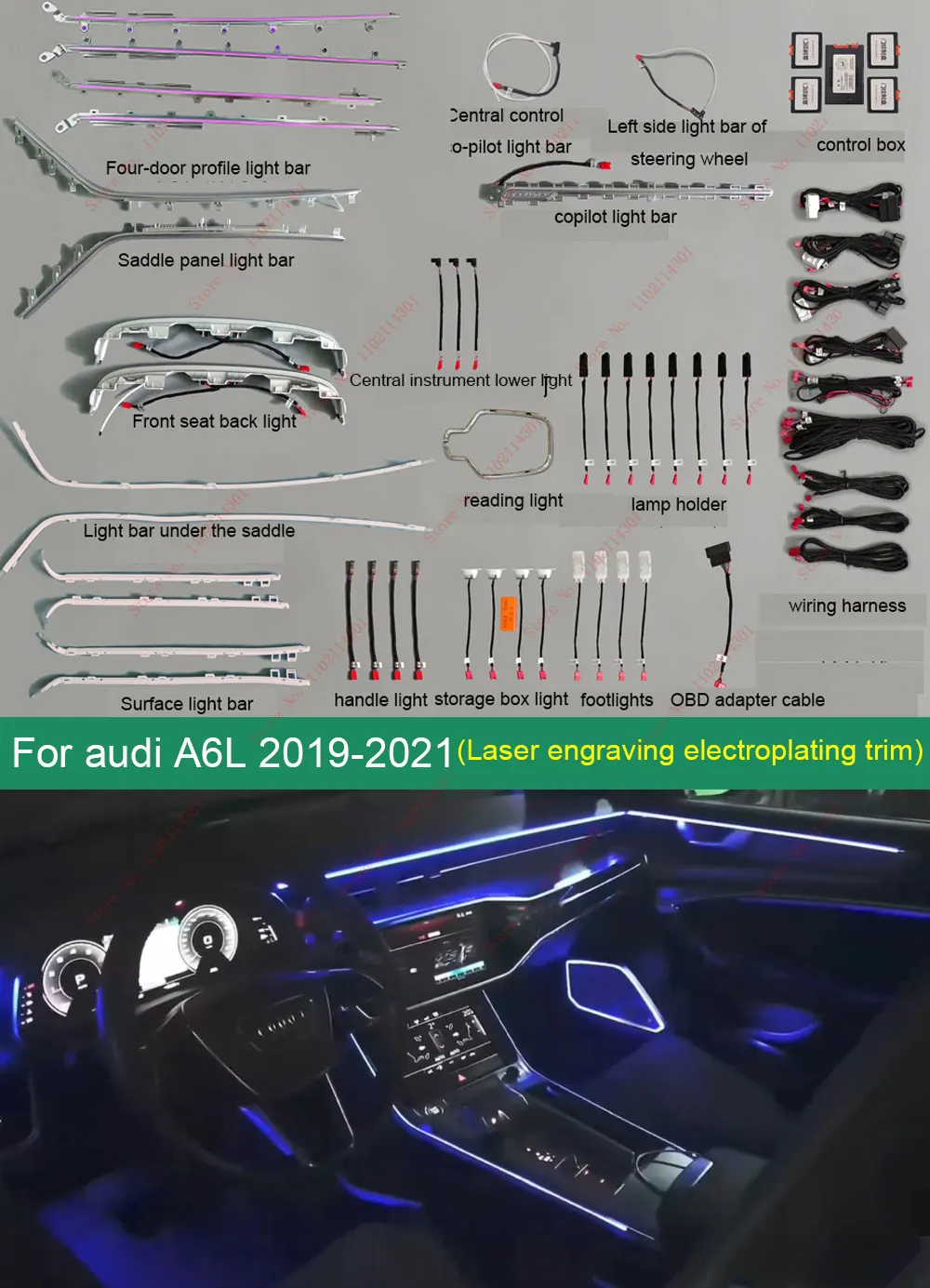 

Ambient light For Audi A6 A6L C8 19-2023 interior ambient light original upgrade interior 4 door laser plating atmosphere light