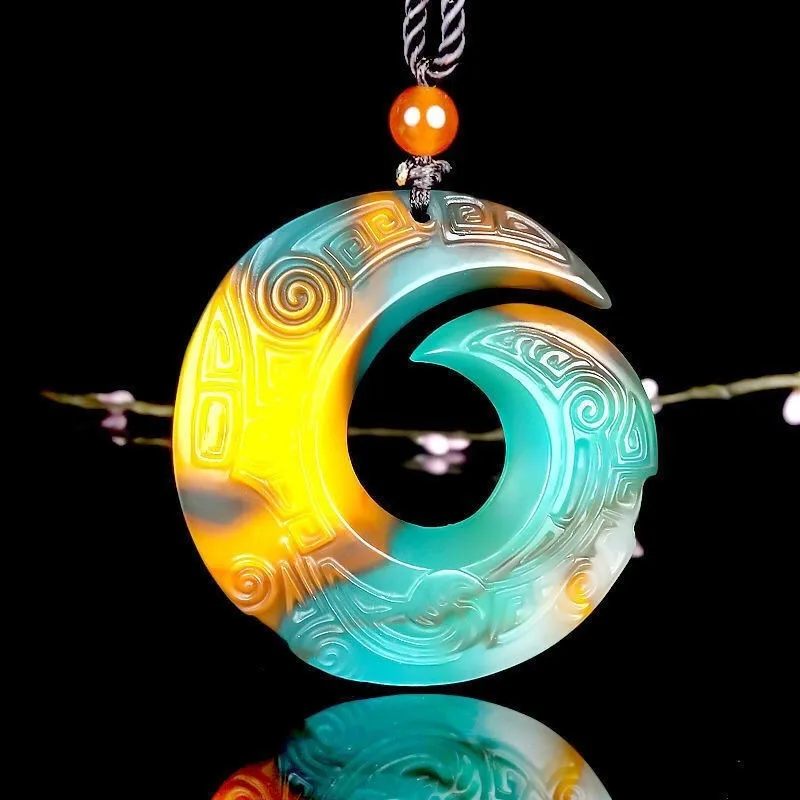 

Colorful Jade Gossip Pendant, Simple Colorful Pendant for Men and Women