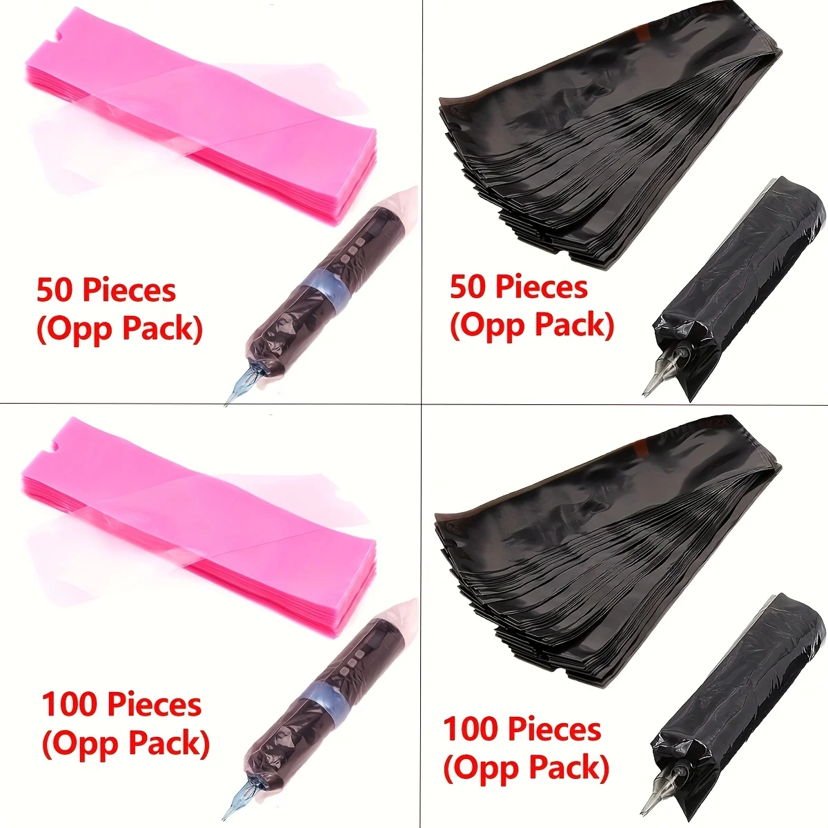 Sterile Disposable Tattoo Sleeves - 100pcs Universal Fit Barrier Covers for Machine & Cord Protection.