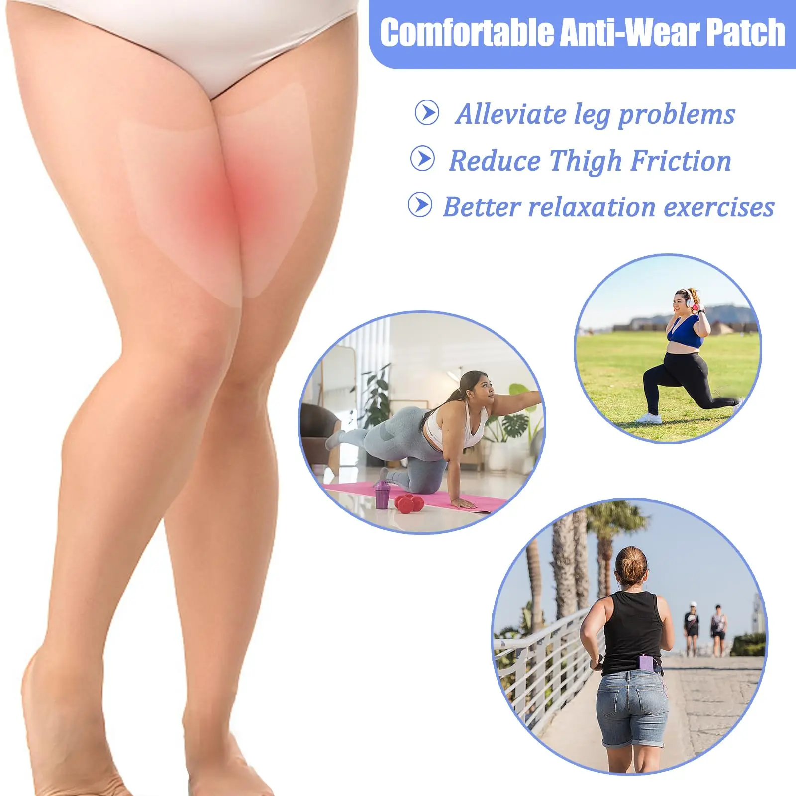 Thighs Prevention Anti Friction Pad,Thigh Inner Anti Chafing Sticker,Invisible Tapes Chafe,Transparent Protection Skin Patches