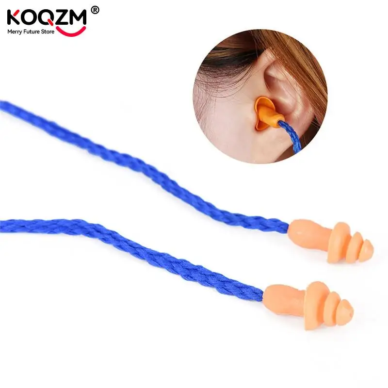 Ear care 10Pcs Soft Silicone Corded Ear Plugs ears Protector Reusable Hearing Protection Noise Reduction Earplugs Earmuff