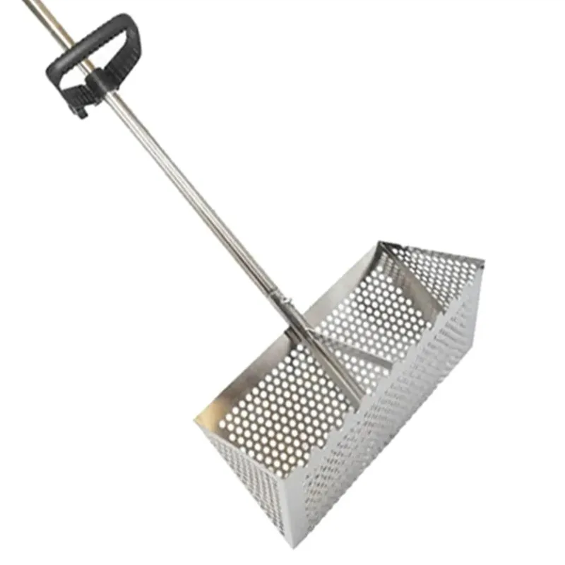 シーフードレーキ シーツール 砂ふるい スチール製 イージーグリップ ハンドル付き ワイドバスケット 砂ふるい シーフード掘り熊手 ビーチレーキ 砂ふるい
