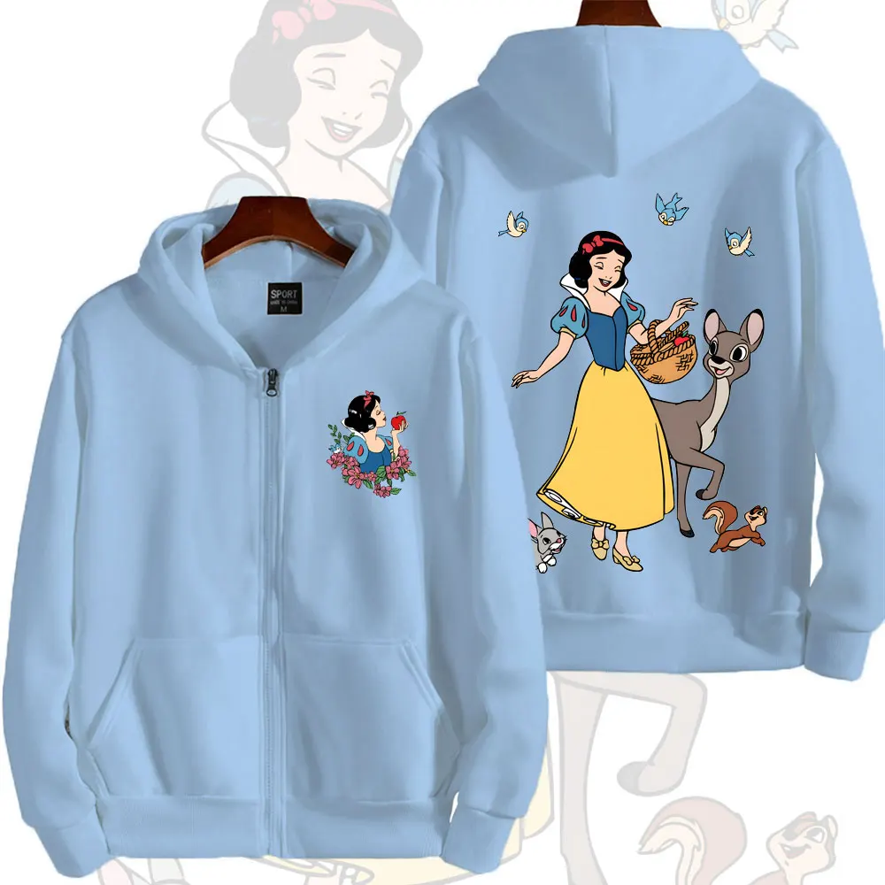 Moletom com Zíper para Homens e Mulheres, Estilo Desenho Animado Branca de Neve, Nova Moda 2026, Casaco Fofo para Casais, Primavera Outono