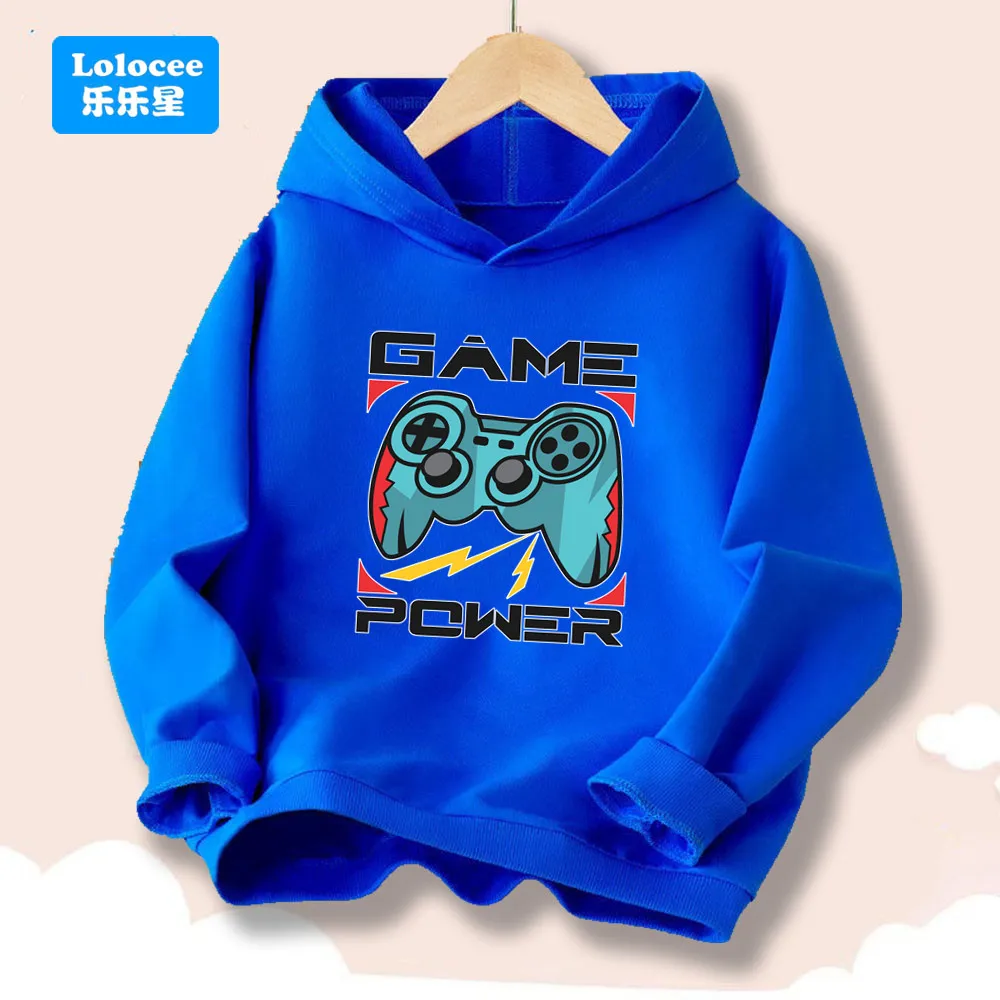 Kinder Kleidung Jungen Hoodies Langarm Gamepad Druck Kinder Frühling Herbst Mit Kapuze Sweatshirt Outdoor Stilvolle Junge Tops YXJ01