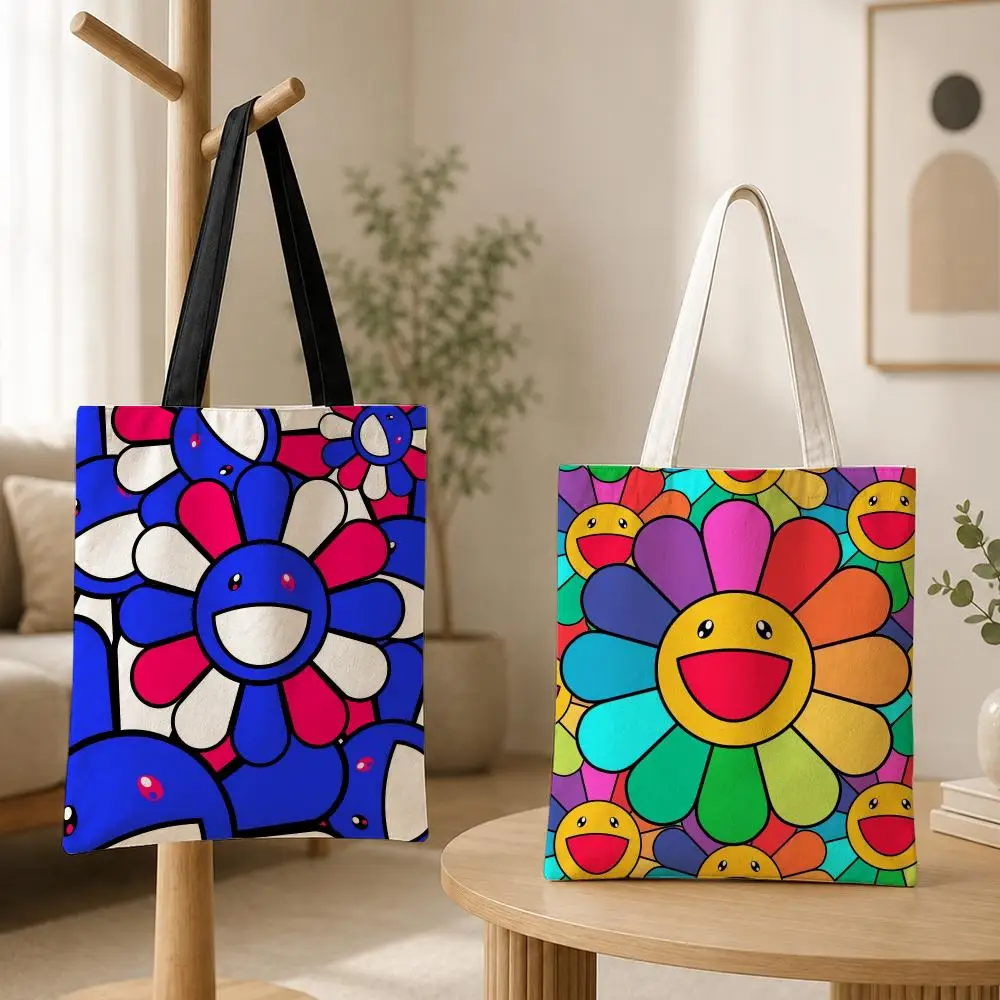 Artist Takashi Murakami Storage Bags Canvas Tote Bag for Women, Reusable Shoulder Shopping Bag for School, Work, Travel & Gifts