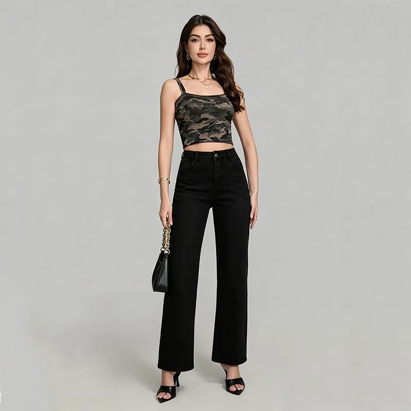 ZHISILAO New Black Straight Jeans Women Vintage Causal Chic Cotton Stretch Denim Pants Streetwear Spring Summer 2026